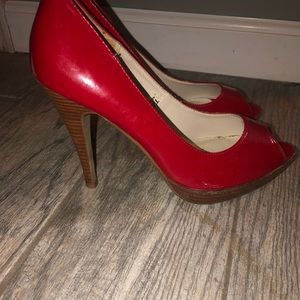 Red open toed heels